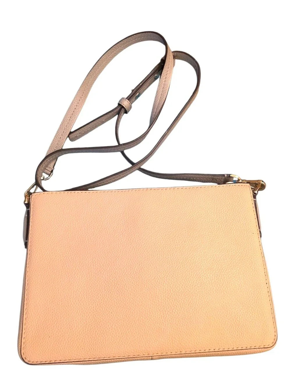 Kate Spade Leila Large Crossbody Pebbled Leather Warm Beige Colorblock S338